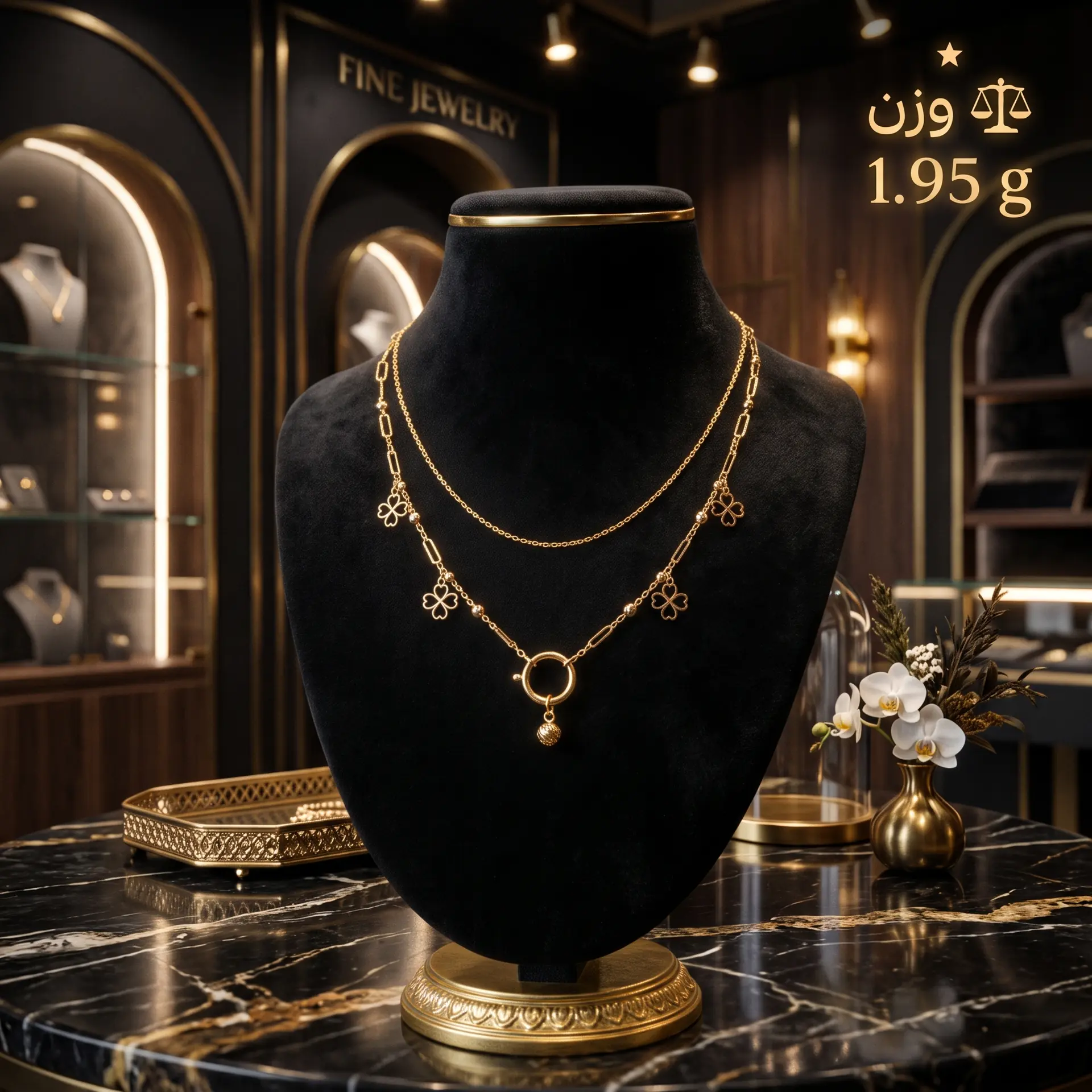 گردنبند طلا دولایه شبدر