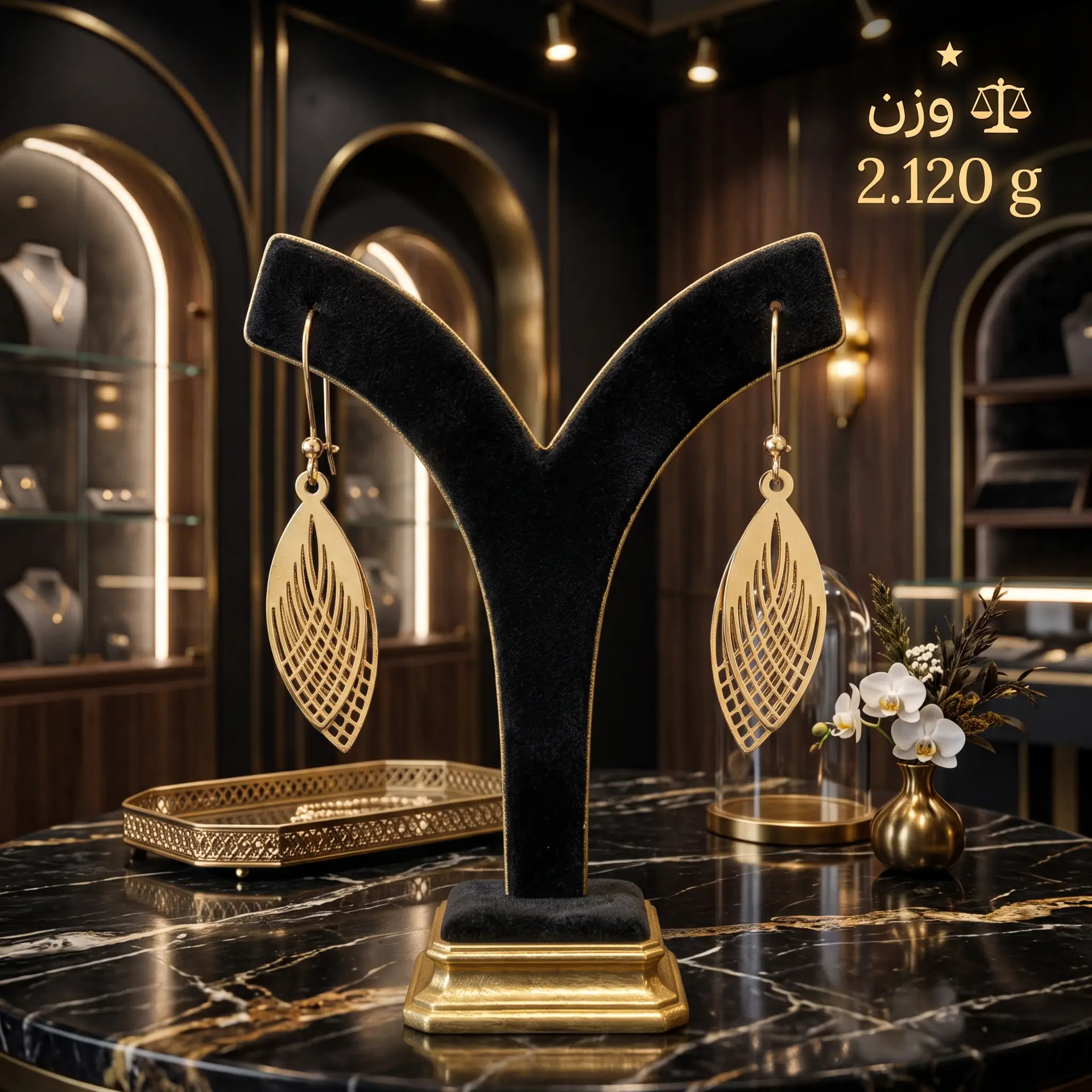 گوشواره طلا برگ مشبک