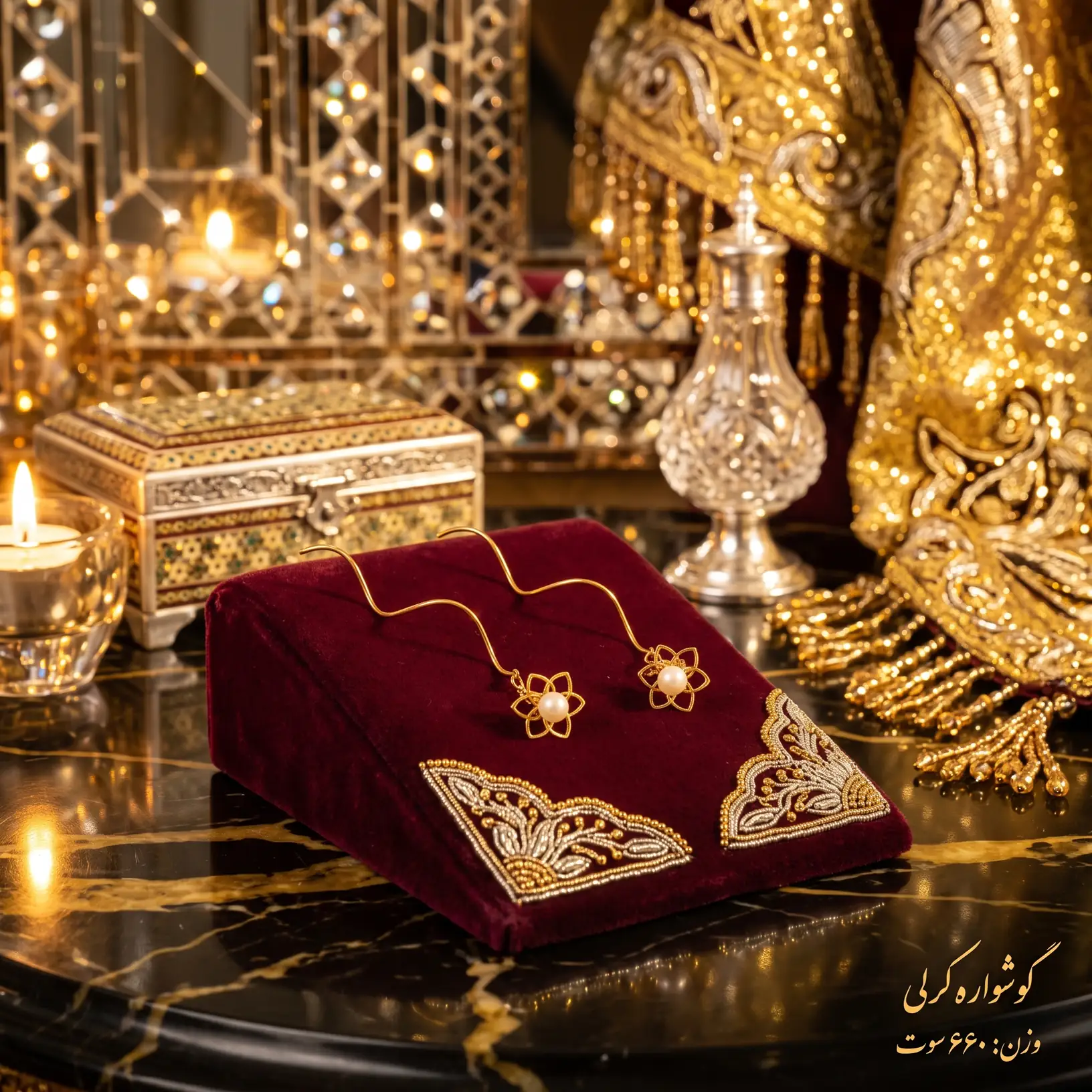 گوشواره طلا گل مروارید