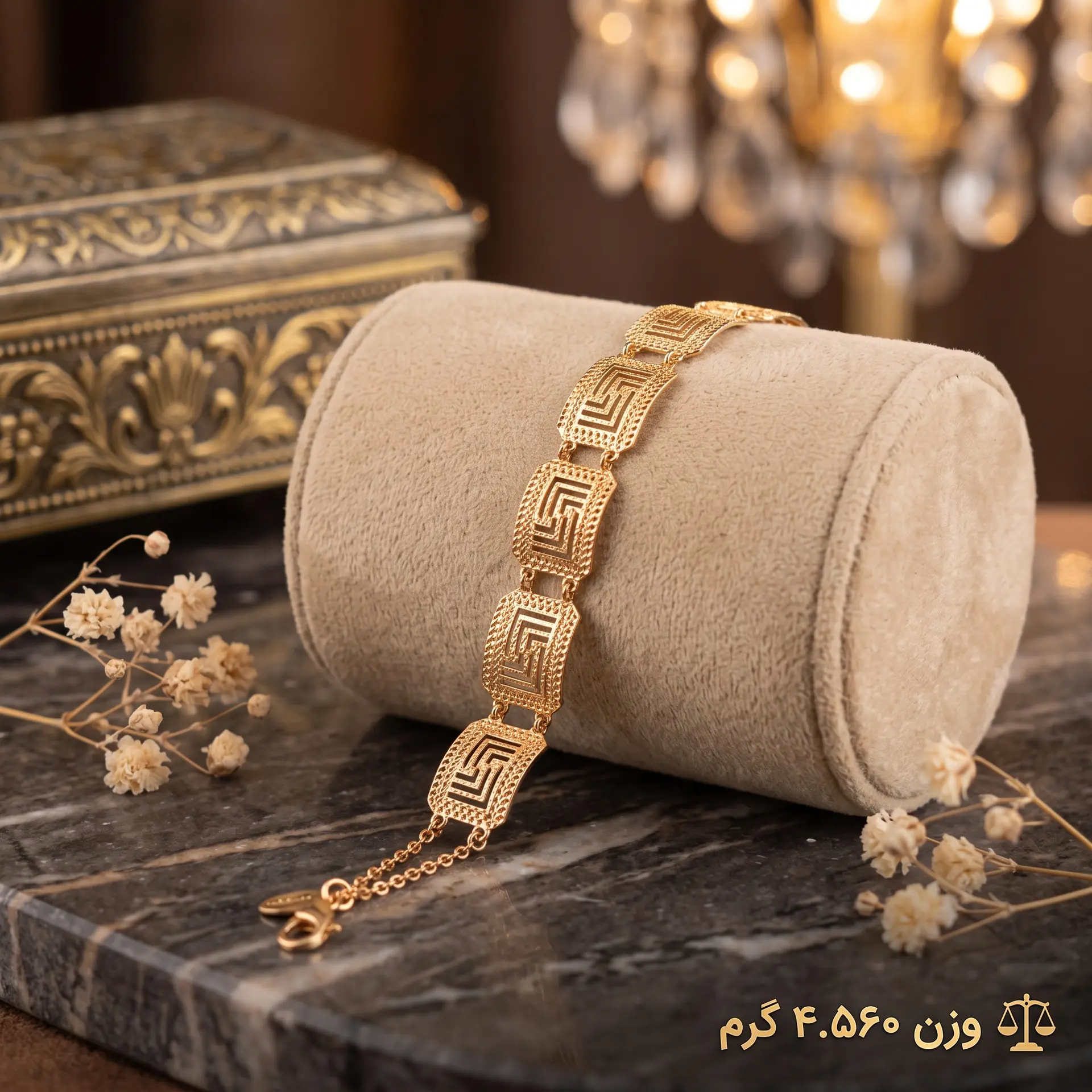 دستبند طلا طرح یونانی تراش‌دار