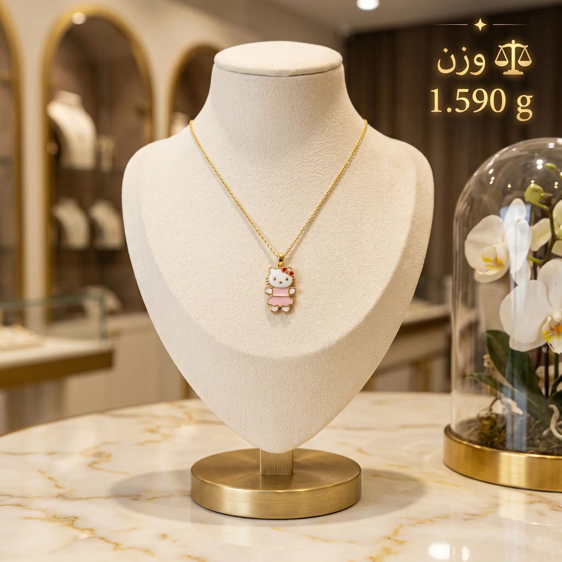 گردنبند طلا طرح هلو کیتی مینیمال — تصویر 3