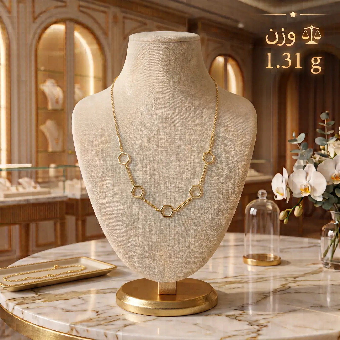 گردنبند طلا شش ضلعی باز