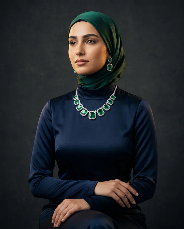 سرویس اشرافی طلای سفید و زمرد کلمبیا