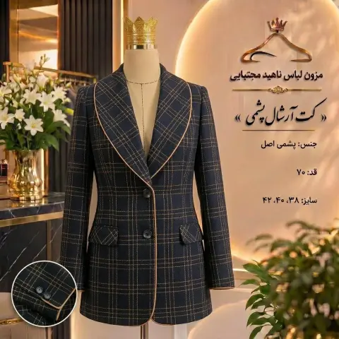 کت آرشال‌پفی چهارخانه