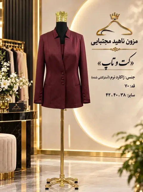 ست کت و تاپ ژاکارد زرشکی